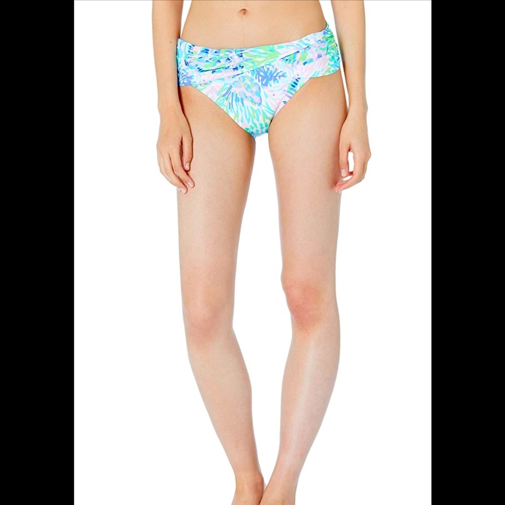 Lilly Pulitzer Lagoon Sarong Hipster Bikini Bottom Multi Shell of A Party